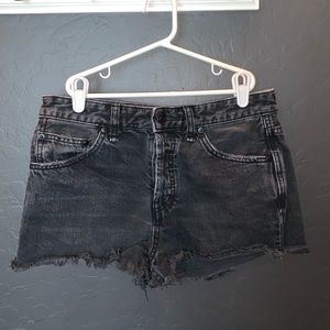 Free People black denim shorts